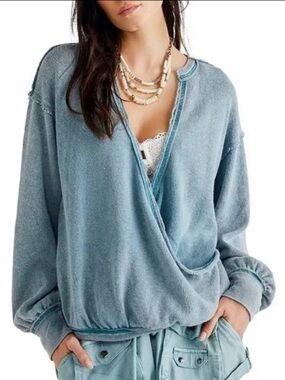 NWT Free People Anyway Tee Long Sleeve Deep Teal Size Small